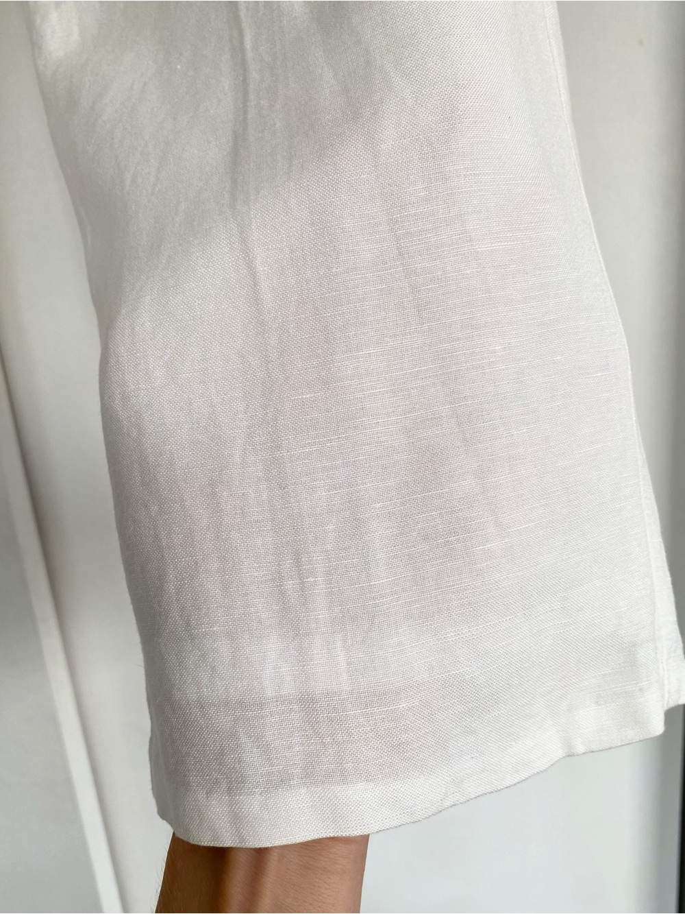 Vintage 90s White Linen Blend High Rise Straight Leg Pants Modern Small - Picture 4 of 12